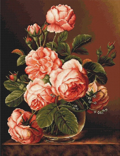 RARE find: Vase of roses SB488 - Cross Stitch Kit by Luca-s