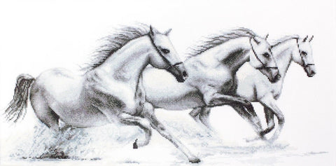 RARE find: White horses SB495 - Cross Stitch Kit by Luca-s