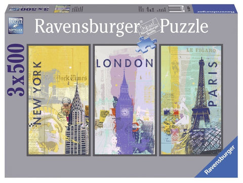 Ravensburger trys dėlionės viename: "Puzzle 3X500 Travel around the world"