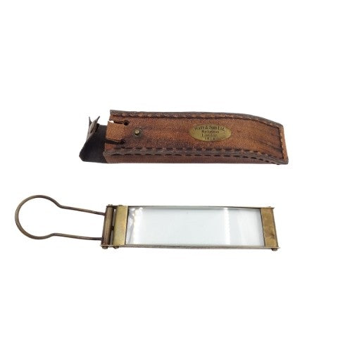 Rectangular magnifier in a leather case MFK