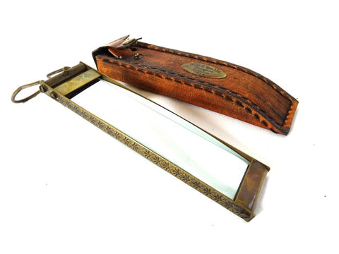 Rectangular magnifier in a leather case MFK