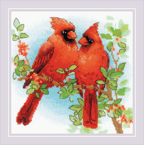 Red Cardinals. Cross Stitch kit by RIOLIS Ref. no.: 2096