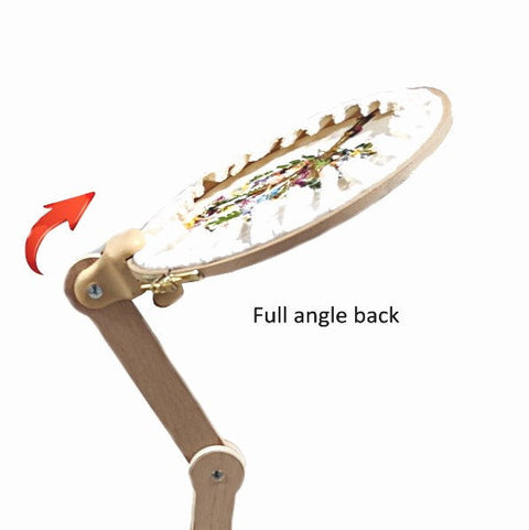 Adjustable Ergonomic Embroidery Stand with Legs, Nurge Natural Wood Hoop and Frame Holder for Cross Stitch and Needlework