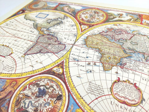 Retro World Map Reprint - John Speed 1651 - M1651