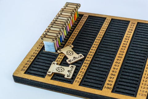 Embroidery Thread Bobbin Organizer with Needle Cushion, 125 Numbered Slots, 45 × 28 cm, Plywood and Foam, Natural Wood
