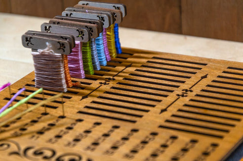 Embroidery Thread Bobbin Holder Organizer, 39 Slots, Plywood and Foam, 19×19 cm, for Bobbins up to 3 mm, Embroidery Craft