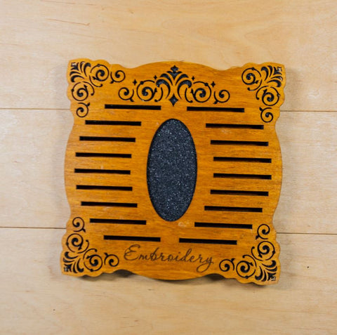 Embroidery Bobbin Organizer 18-Slot Plywood Holder, Fits Bobbins up to 3 mm, 17.5 x 17.5 cm, Embroidery Craft