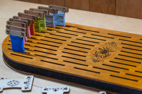 Embroidery Bobbin Organizer Holder, 64 Slots, Plywood and Foam, 38 × 16.5 cm, Sewing Storage by Embroidery Craft