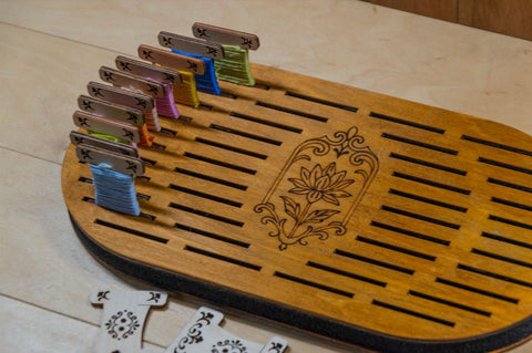 Embroidery Thread Bobbin Organizer Holder, 44 Compartments, Plywood and Foam, 30 x 16.5 cm, Embroidery Craft