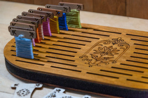 Embroidery Thread Bobbin Organizer Holder, 44 Compartments, Plywood and Foam, 30 x 16.5 cm, Embroidery Craft