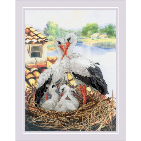 PT Stork Family cross stitch kit by RIOLIS Ref. no.: 0088PT