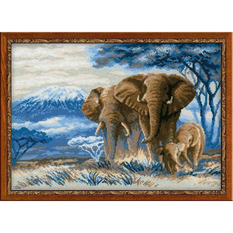 Elephants in the Savannah  - Cross Stitch Kit from RIOLIS Ref. no.:1144