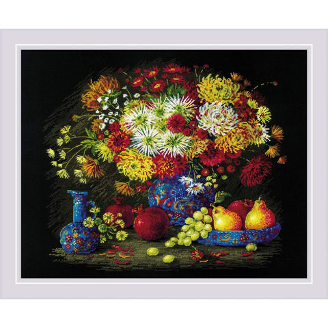 Still Life with Chrysanthemums. Cross Stitch kit by RIOLIS Ref. no.: 2068