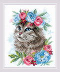 Cat in Flowers RIOLIS 2088