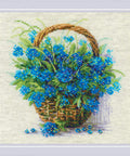 Forget Me Nots in a Basket. Cross Stitch kit by RIOLIS Ref. no.: 2170