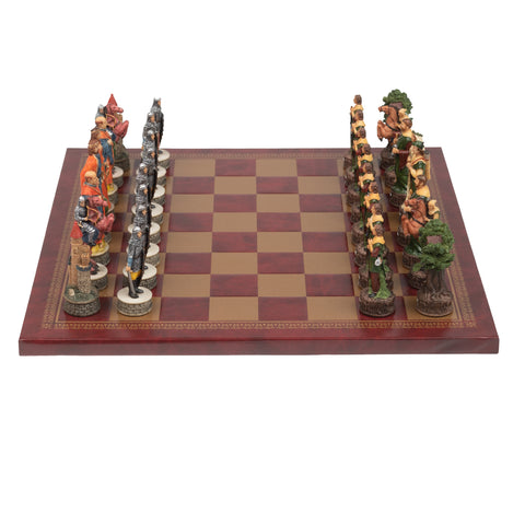 ROBIN HOOD: Handpainted Chess Set with Leatherlike Chess Board