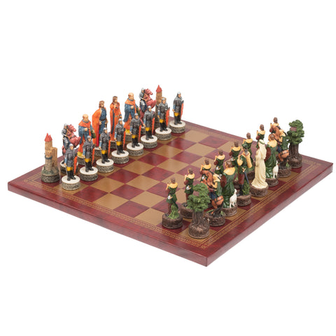 ROBIN HOOD: Handpainted Chess Set with Leatherlike Chess Board