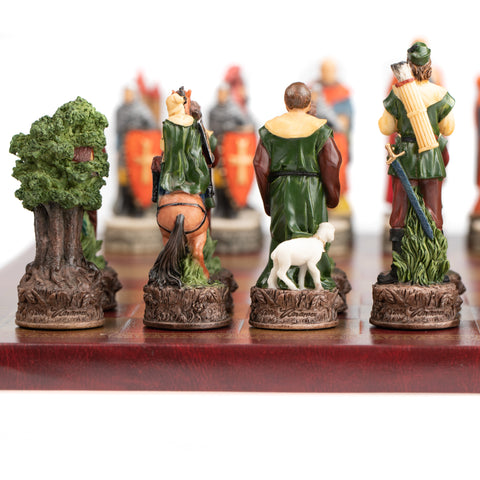 ROBIN HOOD: Handpainted Chess Set with Leatherlike Chess Board