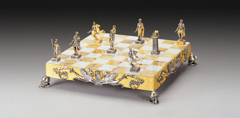 ROMAN EMPIRE: Luxurious Chess Set from Bronze finished using Real 24k Gold