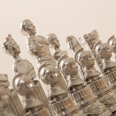 Roman Imperator Bust Chess Set with Luxurious Chessboard