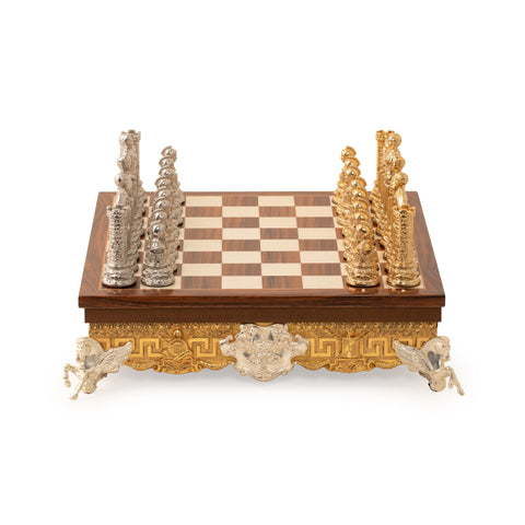 Roman Imperator Bust Chess Set with Luxurious Chessboard