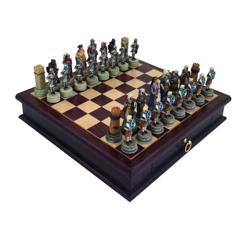 ROMANS vs ARABS Chess Set Rare Wood