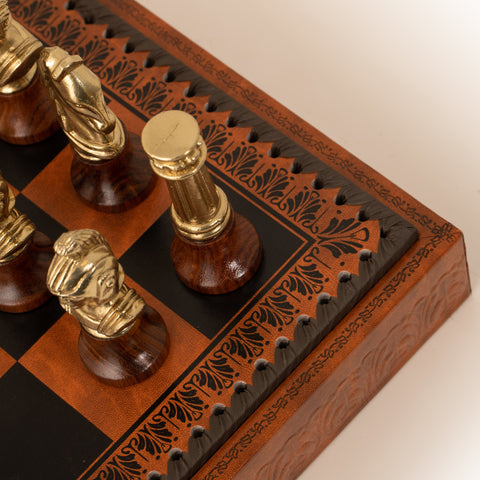 Romans: Metal Chess Set with Leather-like Chessboard