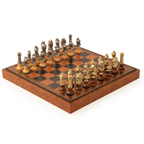 Romans: Metal Chess Set with Leather-like Chessboard