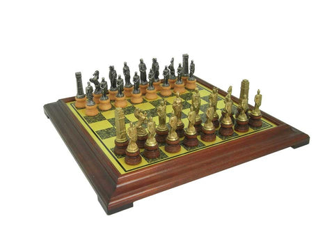 ROMANS VS BARBARIANS III: Metal Chess Set with Beautiful Chessboard