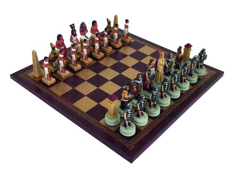 ROMANS vs EGIPTYANS: Chess Set with Beautiful Quality Leatherette Chessboard