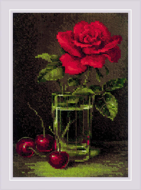 Rose and Sweet Cherry. Cross Stitch kit by RIOLIS Ref. no.: 2123