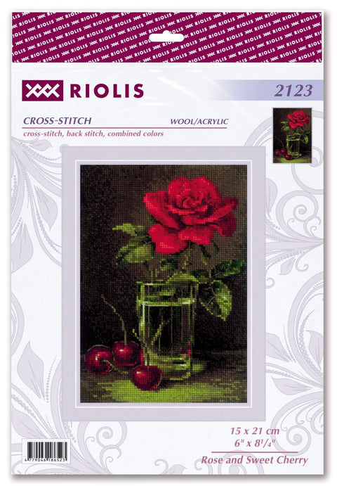 Rose and Sweet Cherry. Cross Stitch kit by RIOLIS Ref. no.: 2123