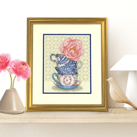 Rose Tea (20.3 x 25.4 cm) - Cross Stitch Kit by DIMENSIONS