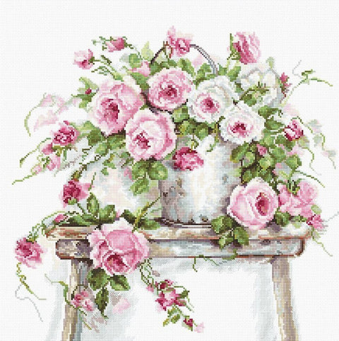 Roses on a Stool SBA2331 - Cross Stitch Kit