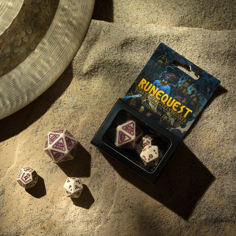 Runequest expansion Dice set beige and burgundy