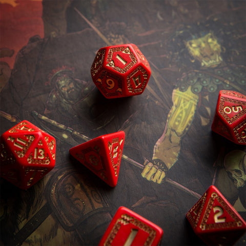 Runequest Dice Set red and gold