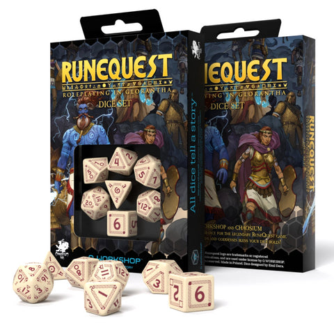 Runequest Dice Set beige and burgundy