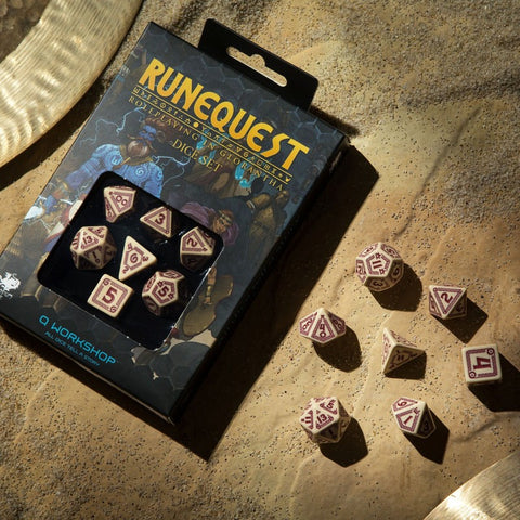 Runequest Dice Set beige and burgundy