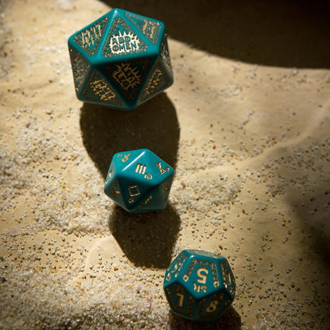 Runequest Dice set turquoise and gold expansion