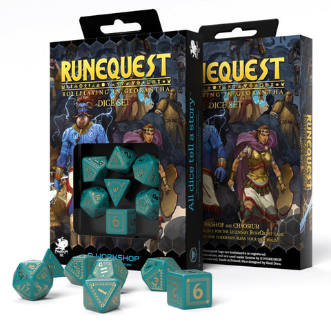 Runequest Dice Set turquoise and gold