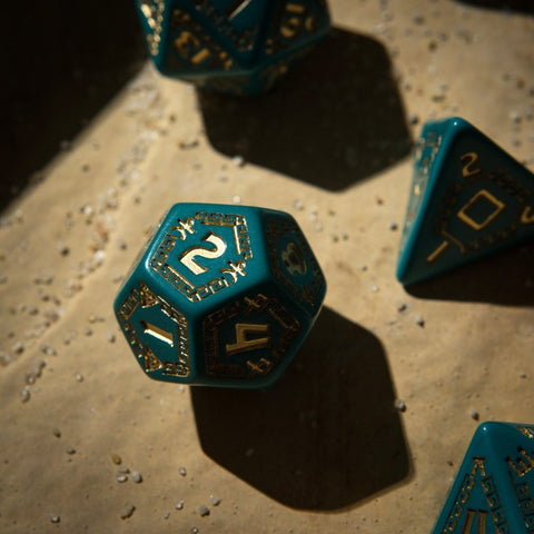 Runequest Dice Set turquoise and gold