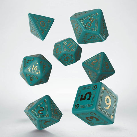 Runequest Dice Set turquoise and gold