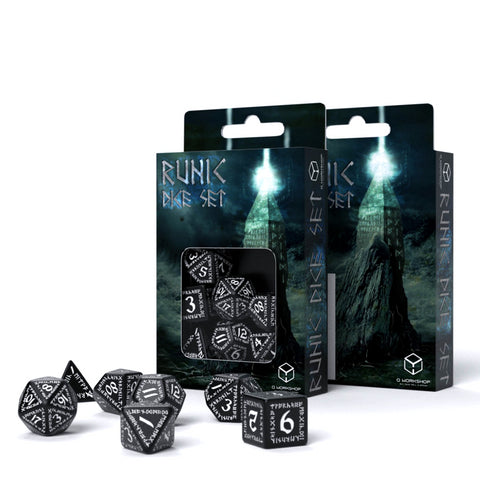 Runic Dice Set black and white