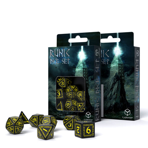 Runic Dice Set black and yellow