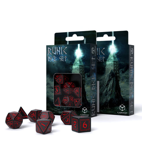 Runic Dice Set black and red