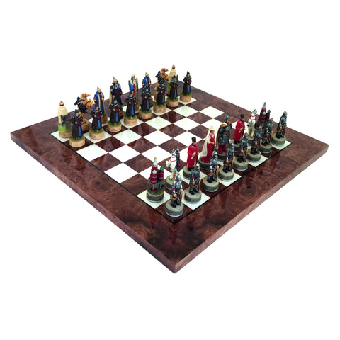 RUSSIANS vs MONGOLIANS Chess Set Glossy Wooden