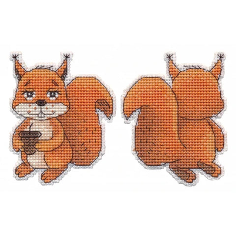 Christmas Cross Stitch Kit for Squirrel Tree Ornament, Aida Fabric, Cotton Threads, Needle, Chart and Instructions by Oven