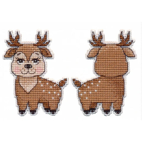 Christmas Cross Stitch Kit, Reindeer Tree Ornament, Canvas, Cotton Threads, Needle, Chart and Instructions, Oven
