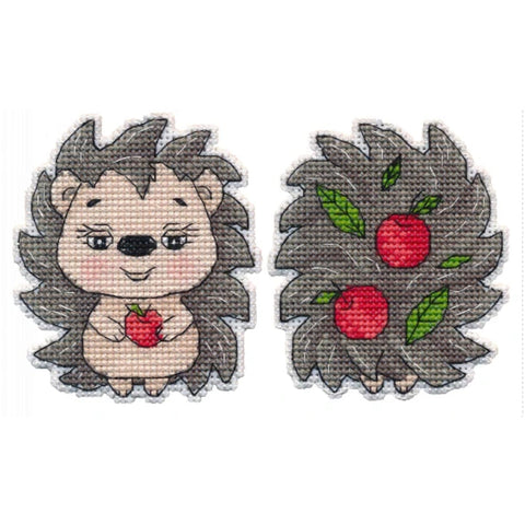 Cross Stitch Christmas Tree Ornament Kit, Hedgehog Design, Multicolor, Includes Fabric, Threads, Needle, Pattern and Instructions by Oven