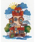 City Rain Scene Cross Stitch Kit